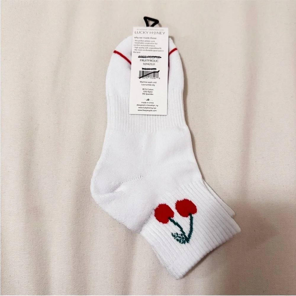 Free People Fruity Frolic Cherry Ankle Socks